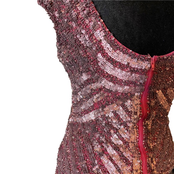 Theia Burgundy Sequin Top - Picture 6 of 11